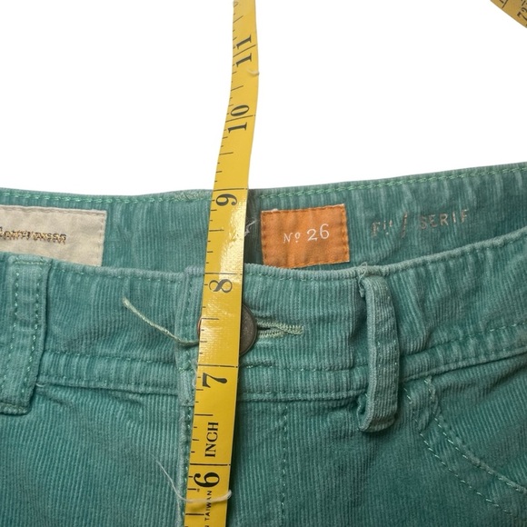 Pilcro And The Letterpress Serif Green Corduroy Ankle Pants Size 26 Casual - Picture 10 of 11